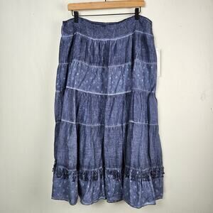 NEW Coldwater Creek Mineral Wash Boho Maxi Skirt PL Ranch Blue NWT